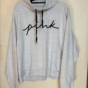 Victoria's Secret PINK Everyday Lounge COWL Neck Sweatshirt Heather Grey XXL